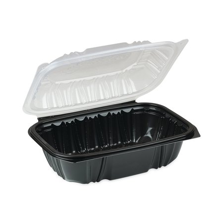 Pactiv EarthChoice Hinge-Lid Takeout Container, 34oz, 1-Comp, Bk/Clear, PK140 PK DC961000B000